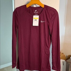 Nike Women's Dri Fit Burgundy Long Sleeve Tee S